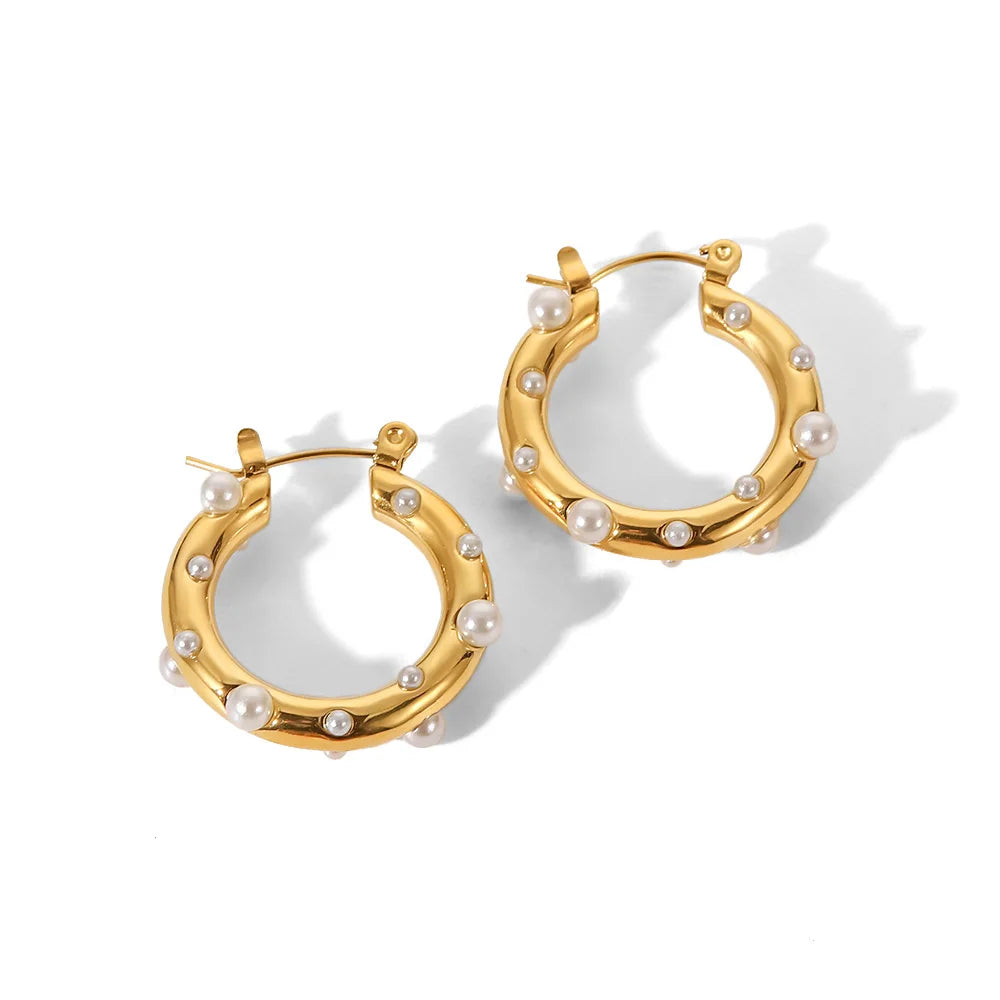 Zalora Joias™ | Brincos de Argola Chunky C Ouro PVD 18K