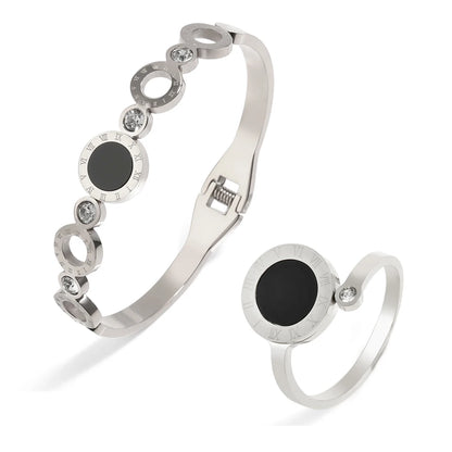 Conjuntos Premium Pulseira Anel Dourado com Zircônias – Elegância Atemporal™ Zalora joias