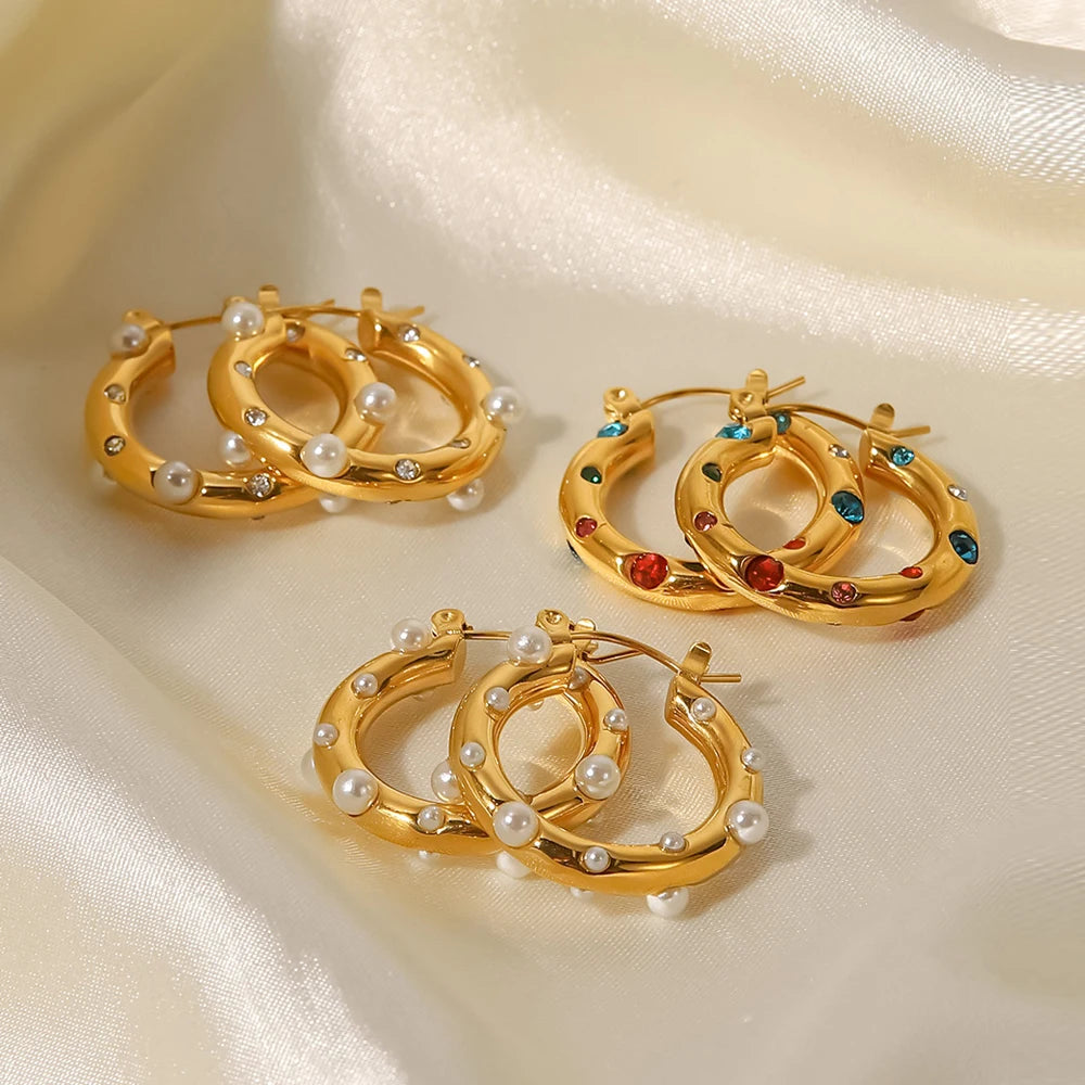 Zalora Joias™ | Brincos de Argola Chunky C Ouro PVD 18K