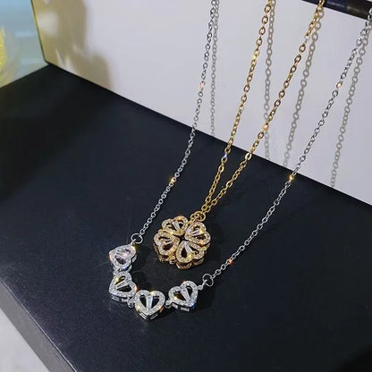 Zalora Joias –Colar Trevo da Sorte em Formato de Coração com Zircônia Banhado a Ouro 18K (Pingente Abrível)