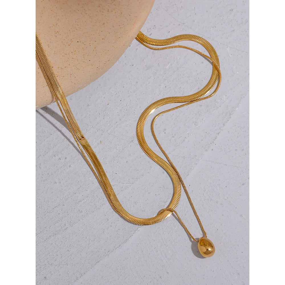 Zalora Joias™ Colar Snake Duplo de banhos Geometric premium Ouro e prata