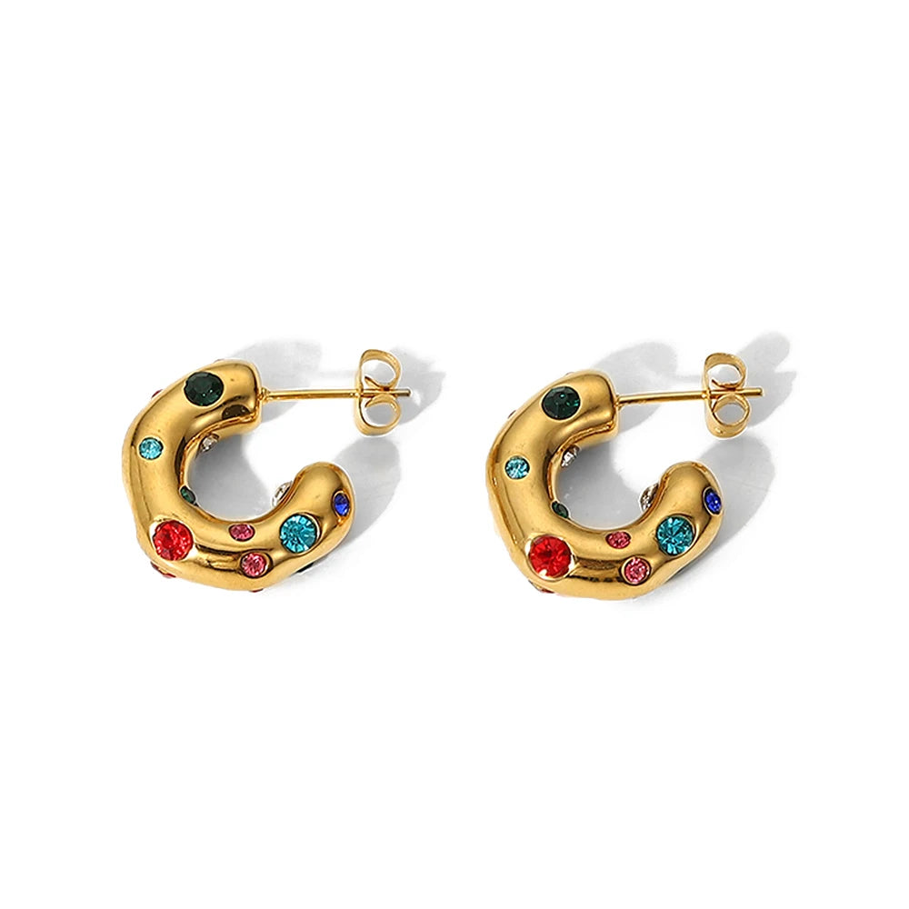 Zalora Joias™ | Brincos de Argola Chunky C Ouro PVD 18K