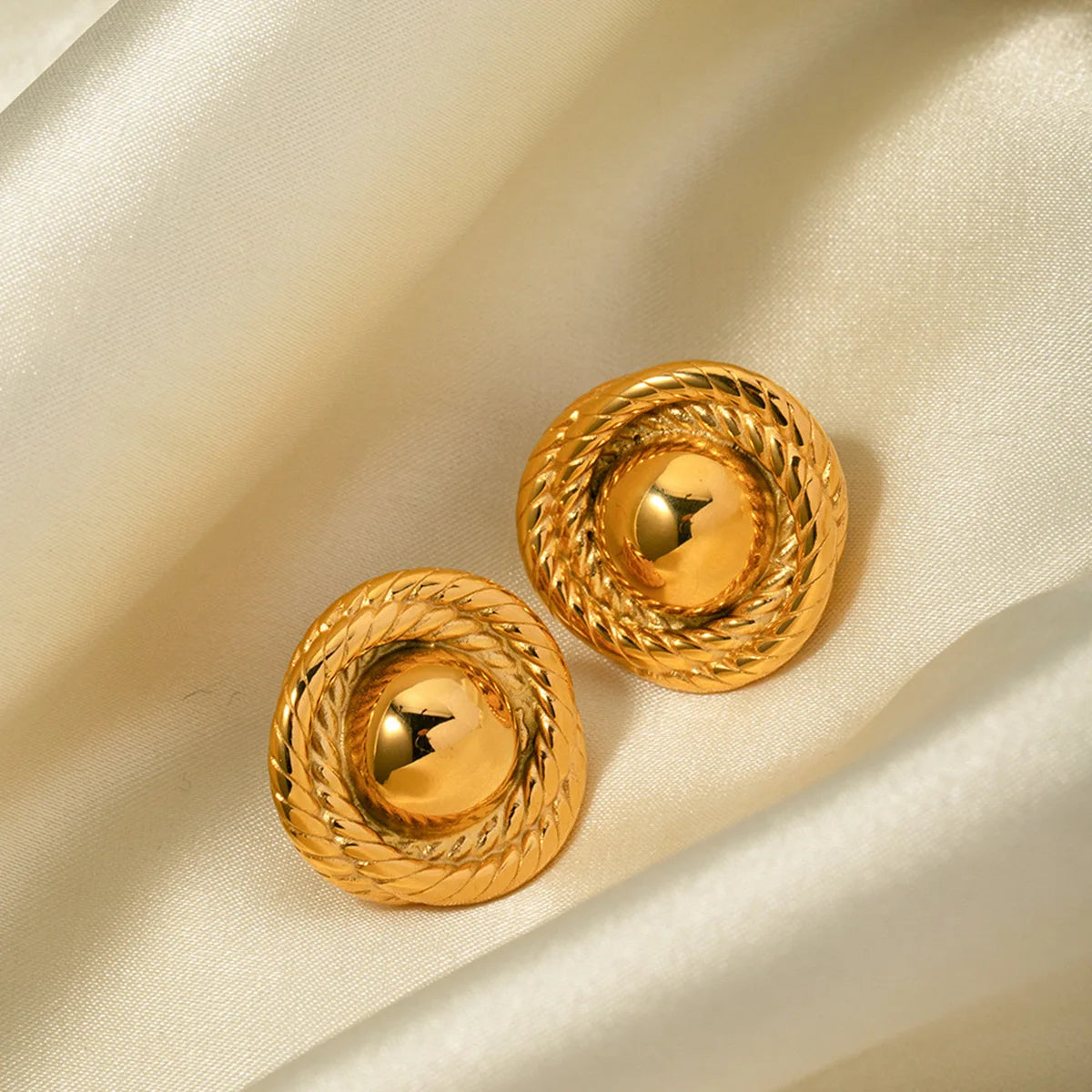 Zalora Joias Brincos Ouro 18K Geométricos Dourados em Aço Inoxidável