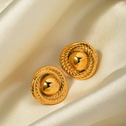 Zalora Joias Brincos Ouro 18K Geométricos Dourados em Aço Inoxidável