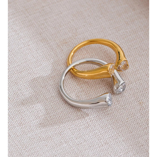 Anel Ondas Ajustável Banhado em Ouro 18K