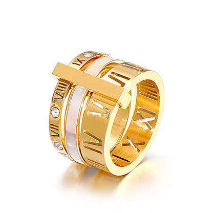 Zalora Joias – Anel Luxo 3 Camadas em Ouro 18K com Cristais