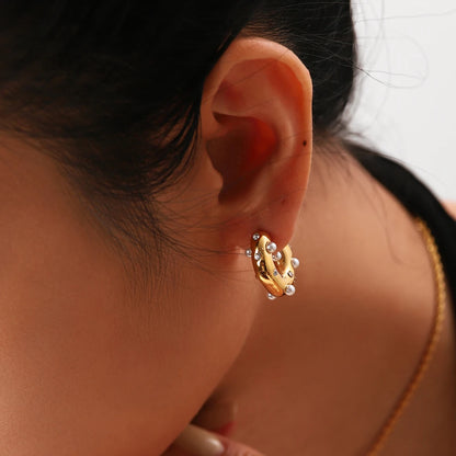 Zalora Joias™ | Brincos de Argola Chunky C Ouro PVD 18K