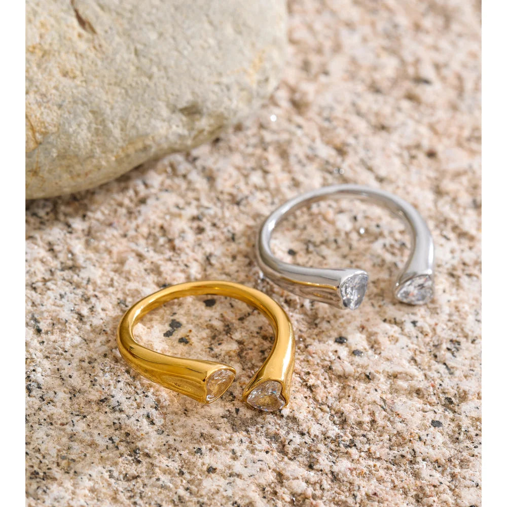 Anel Ondas Ajustável Banhado em Ouro 18K