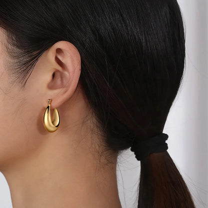 Brincos de Banho Argola dourado Grosso Ouro 18K  – Brilho Intenso