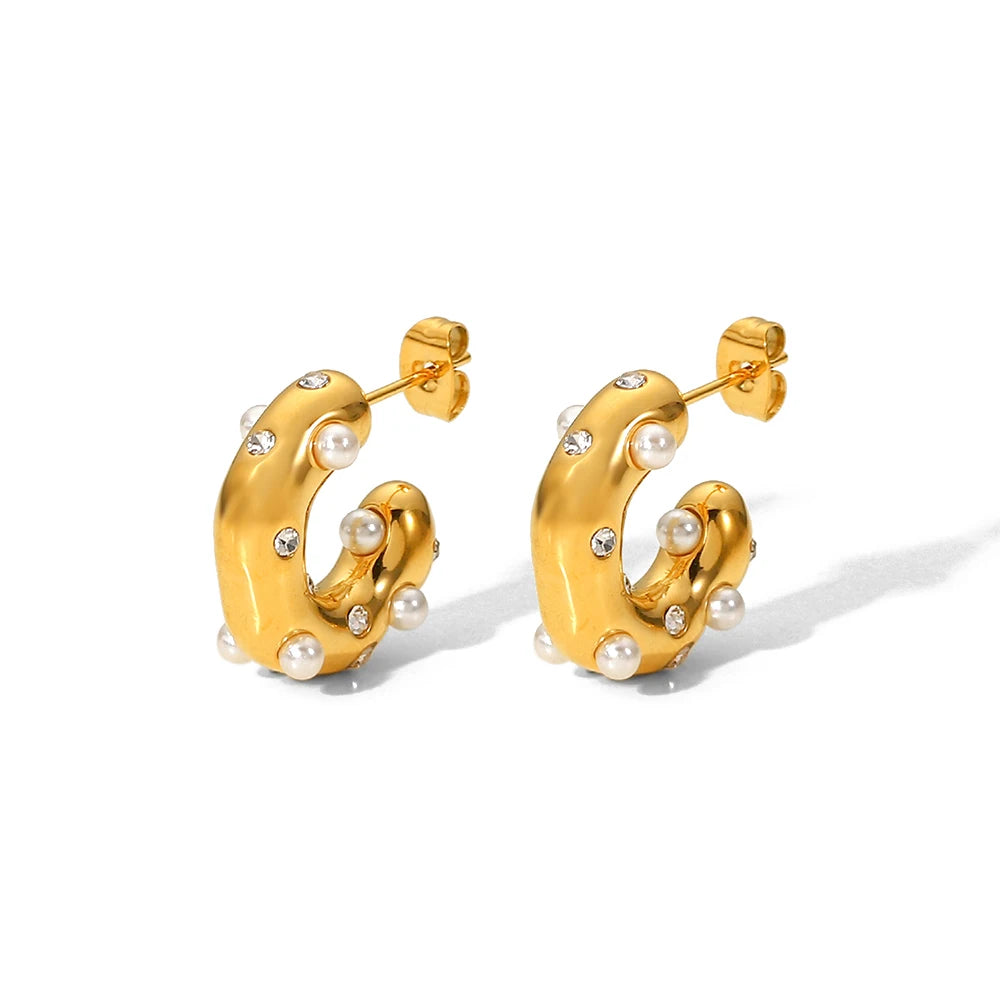 Zalora Joias™ | Brincos de Argola Chunky C Ouro PVD 18K