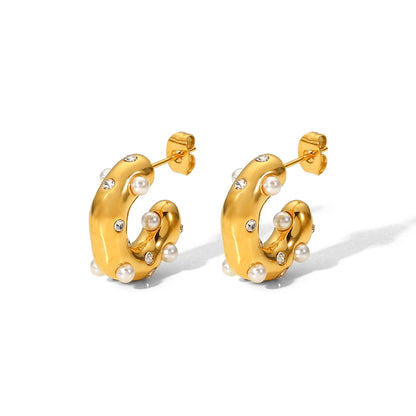 Zalora Joias™ | Brincos de Argola Chunky C Ouro PVD 18K