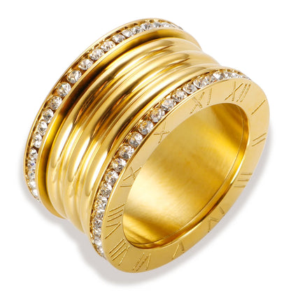Zalora Joias – Anel Luxo 3 Camadas em Ouro 18K com Cristais