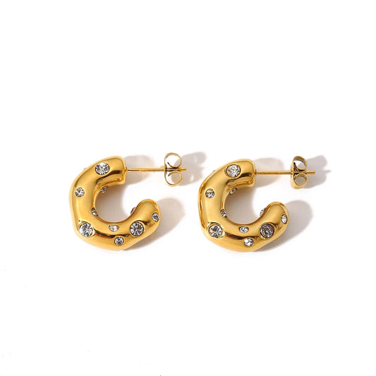 Zalora Joias™ | Brincos de Argola Chunky C Ouro PVD 18K