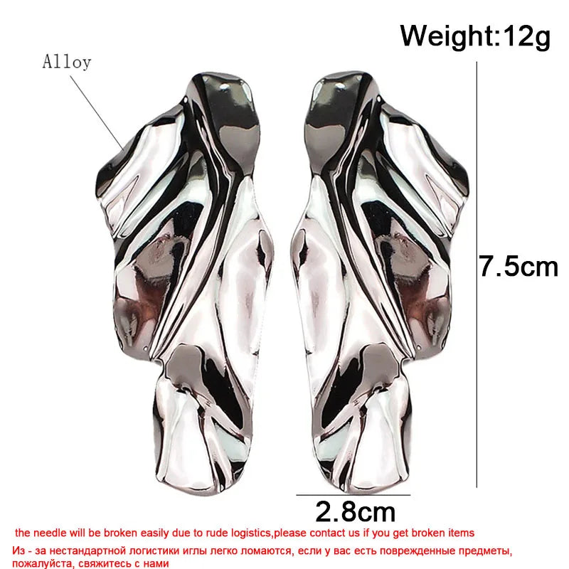 New Exaggerated Long Hanging Earrings for Women Big Twisted Metal Dangle Earrings Cool Fashion Trendy European Ear Jewelry