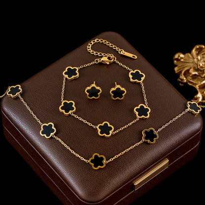 Conjunto Trevo Luxo Black Ouro ™ – Edição Premium Zalora Joias